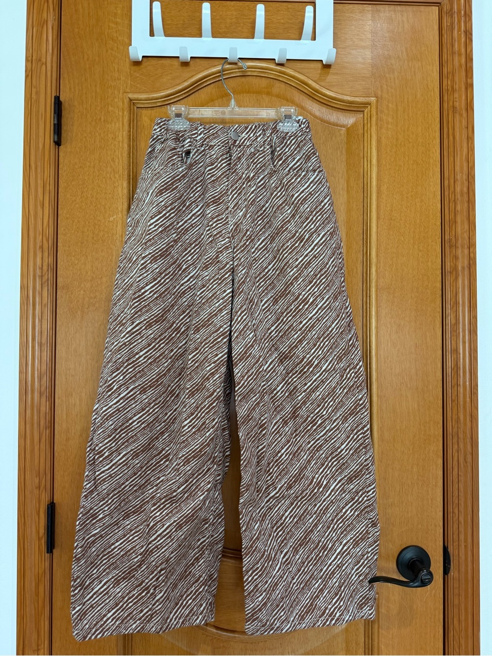 Zara Brown and White Straight Leg Pants